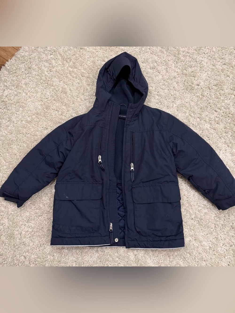 Navy Hooded Kids Lands End Winter Jacket -Sz. 5/6